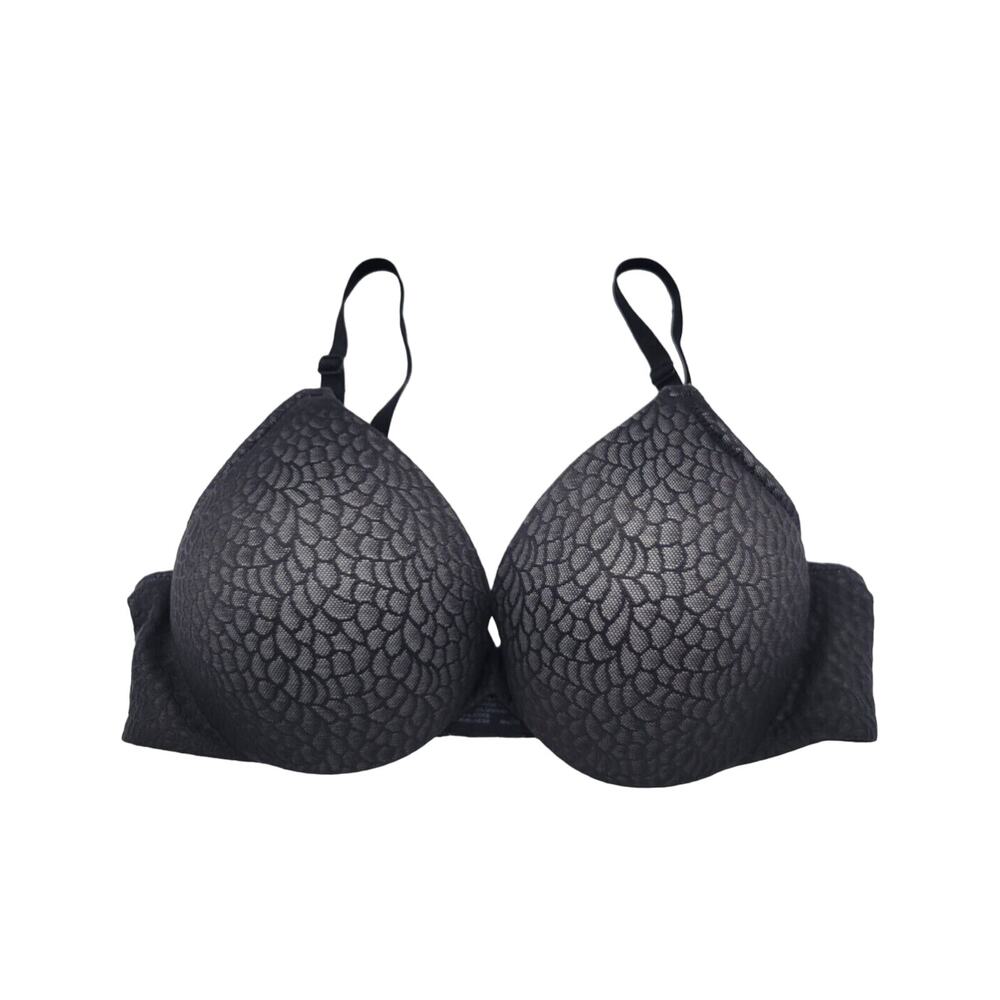 Share Barely There Underwire Bra Black Invisible Look Push-Up Jacquard Size 34C